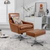 PU Leather Swivel Armchair with Ottoman for Living Room, Bedroom, Office