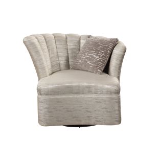 Athalia Swivel Chair w/1 Pillow; Shimmering Pearl 55307