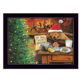 "I've Been A Good Boy" By Ed Wargo; Ready to Hang Framed Print; Dog Wall Art; Black Frame