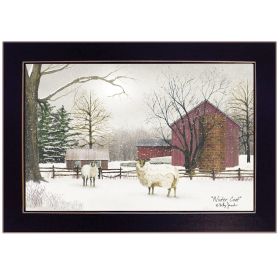 "Winter Coat (sheep)" by Billy Jacobs; Ready to Hang Framed Print; Black Frame