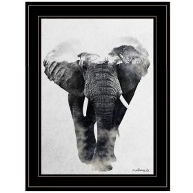 "Elephant Walk" by Andreas Lie; Ready to Hang Framed Print; Black Frame