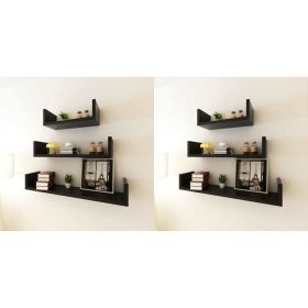 Wall Shelves 6 pcs Black