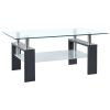 Coffee Table Gray and Transparent 37.4"x21.7"x15.7" Tempered Glass