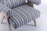 Accent chair; KD rubber wood legs with black finish. Fabric cover the seat. With a cushion.Blue Stripe