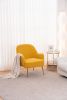 Modern Soft Teddy fabric Yellow Ergonomics Accent Chair Living Room Chair Bedroom Chair Home Chair With Gold Legs And Adjustable Legs For Indoor Home