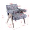 Accent chair; KD rubber wood legs with black finish. Fabric cover the seat. With a cushion.Blue Stripe