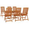 7 Piece Patio Dining Set Solid Wood Eucalyptus