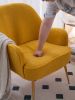 Modern Soft Teddy fabric Yellow Ergonomics Accent Chair Living Room Chair Bedroom Chair Home Chair With Gold Legs And Adjustable Legs For Indoor Home