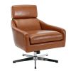 PU Leather Swivel Armchair with Ottoman for Living Room, Bedroom, Office