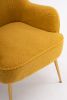 Modern Soft Teddy fabric Yellow Ergonomics Accent Chair Living Room Chair Bedroom Chair Home Chair With Gold Legs And Adjustable Legs For Indoor Home