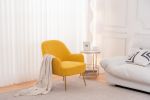 Modern Soft Teddy fabric Yellow Ergonomics Accent Chair Living Room Chair Bedroom Chair Home Chair With Gold Legs And Adjustable Legs For Indoor Home