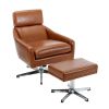 PU Leather Swivel Armchair with Ottoman for Living Room, Bedroom, Office