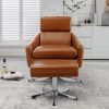 PU Leather Swivel Armchair with Ottoman for Living Room, Bedroom, Office