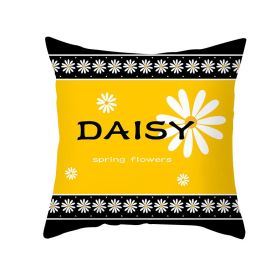 Modern Yellow Daisy Flower Cushion Cover Creative Letter Print Pillow Case (Option: TPR35518-45x45cm)