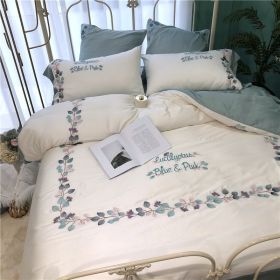 Silky Soft Embroidered Quilt Bedding (Option: Lanqiong-Quilt Cover 220x240)