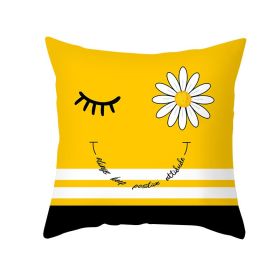 Modern Yellow Daisy Flower Cushion Cover Creative Letter Print Pillow Case (Option: TPR3552-45x45cm)