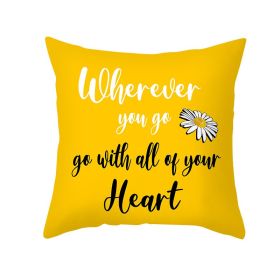 Modern Yellow Daisy Flower Cushion Cover Creative Letter Print Pillow Case (Option: TPR35516-45x45cm)