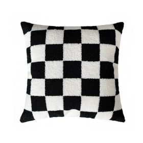 Removable And Washable Pillow Cover For Living Room Sofa (Option: Embroidered checkerboard-45x45cm)