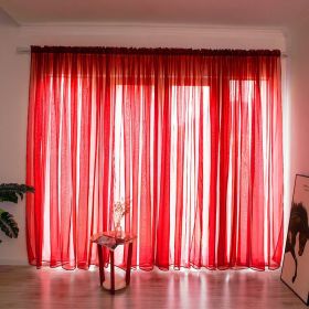 Simple And Modern Balcony Solid Color Gauze Curtain (Option: Red-1.5x2.7Hook)