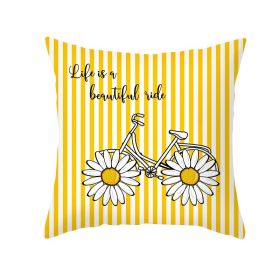 Modern Yellow Daisy Flower Cushion Cover Creative Letter Print Pillow Case (Option: TPR3558-45x45cm)