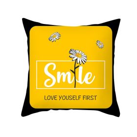 Modern Yellow Daisy Flower Cushion Cover Creative Letter Print Pillow Case (Option: TPR3559-45x45cm)