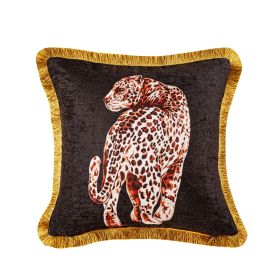 Fashion Leopard Sofa Waist Cushion Tide Brand Pillowcase (Option: BlackC-45X45cm-Pillowcase)