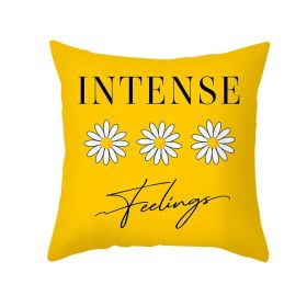 Modern Yellow Daisy Flower Cushion Cover Creative Letter Print Pillow Case (Option: TPR35510-45x45cm)