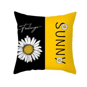 Modern Yellow Daisy Flower Cushion Cover Creative Letter Print Pillow Case (Option: TPR35513-45x45cm)