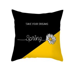 Modern Yellow Daisy Flower Cushion Cover Creative Letter Print Pillow Case (Option: TPR3557-45x45cm)