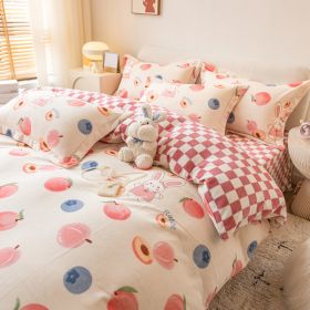 Winter Milk Four-piece Set Thickened Coral Velvet Double-sided (Option: Peach Rabbit-180x220m)