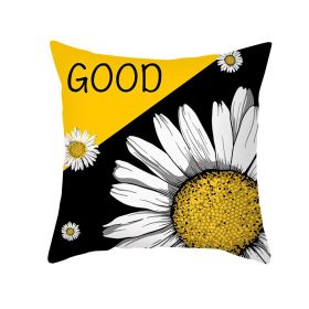 Modern Yellow Daisy Flower Cushion Cover Creative Letter Print Pillow Case (Option: TPR3554-45x45cm)