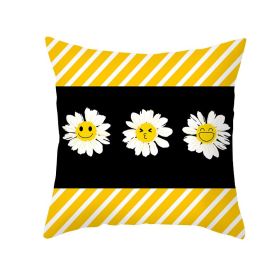 Modern Yellow Daisy Flower Cushion Cover Creative Letter Print Pillow Case (Option: TPR35514-45x45cm)