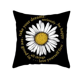 Modern Yellow Daisy Flower Cushion Cover Creative Letter Print Pillow Case (Option: TPR3556-45x45cm)