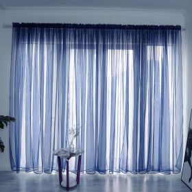 Simple And Modern Balcony Solid Color Gauze Curtain (Option: Dark Blue-1x2.7Hook)