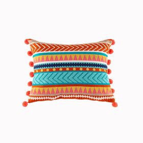 Embroidery Bohemian Style Tassel Hairball Stick Cloth Cushion Cover (Option: 35x45cm1)