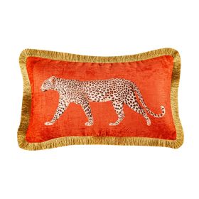 Fashion Leopard Sofa Waist Cushion Tide Brand Pillowcase (Option: OrangeD-50x30cm-Pillowcase)