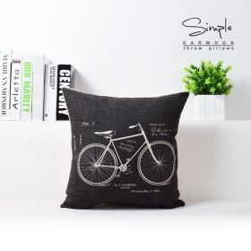 Vintage Camera Bicycle Cotton Linen Cushion (Option: D-43X43cm pillowcase)