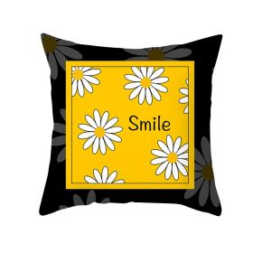 Modern Yellow Daisy Flower Cushion Cover Creative Letter Print Pillow Case (Option: TPR35515-45x45cm)