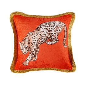 Fashion Leopard Sofa Waist Cushion Tide Brand Pillowcase (Option: OrangeB-45X45cm-Pillowcase)