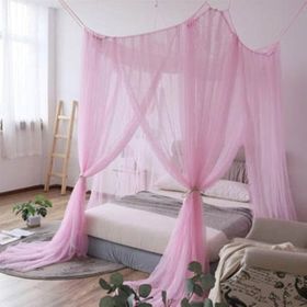 Household Mosquito Net Single Double Bed Free Installation Encryption Net Universal Simple Dormitory Bed Up And Down Dark Green Mosquito Net (Option: Pink-1.5m)