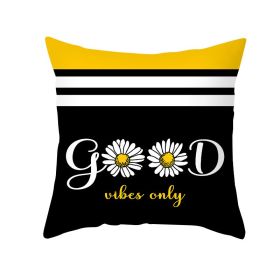 Modern Yellow Daisy Flower Cushion Cover Creative Letter Print Pillow Case (Option: TPR35512-45x45cm)