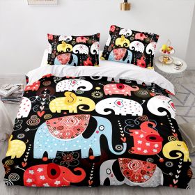 Elephant Series Three-piece Quilt Cover (Option: Style 4-135x200cm)