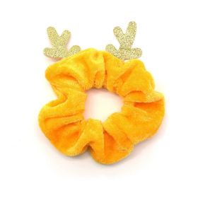 Christmas Cute Deer Horn Large Intestine Hair Ring (Color: Gold)