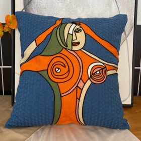 Embroidered Cushion Against Color Three-dimensional Throw Picasso Abstract Pillowcase (Option: My heart is so confused-45x45cm-Pillowcase down cotton core)