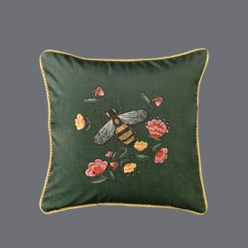 Living Room Sofa Retro Tassel Backrest Cushion Pillow Waist Pillow With Core (Option: Bee green-Pillowcase-Heavy rope)