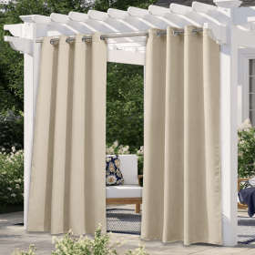 Solid Color Outdoor Waterproof And Sun Protection UV Protection High Precision Black Silk Shading Curtain (Option: Beige-132 Ã— 274cm)