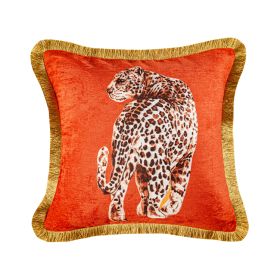 Fashion Leopard Sofa Waist Cushion Tide Brand Pillowcase (Option: OrangeC-45X45cm-Pillowcase)