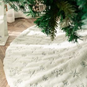 Christmas Tree Skirt, Jacquard Cashmere Snow Flake Xmas Holiday Decoration Ornament (Color: White 2)