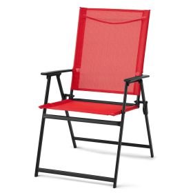 Square Set of 2 Outdoor Patio Steel Sling Folding Chair (Actual Color: Red)