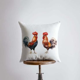 Watercolor Roosters | Gifts | Brid Prints | Bird Decor |Accent Pillow Covers | Throw Pillow Covers | Pillow | Room Decor | Bedroom Decor (Dimensions: 8x8)